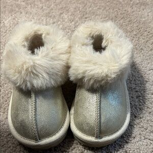 Target Silver Kids Slippers with Faux Fur